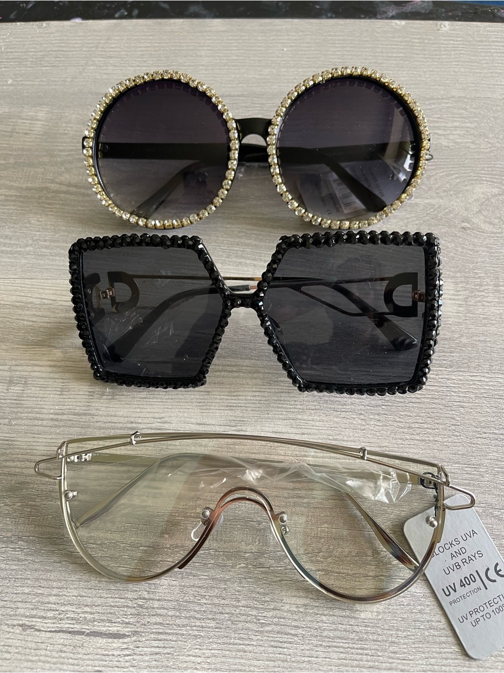 3 Pair of Women's Fashion Sunglasses - Black